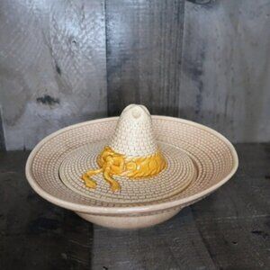 Whittier Ware California Pottery Sombrero Bowl Lidded Salsa Server with Lid 1988